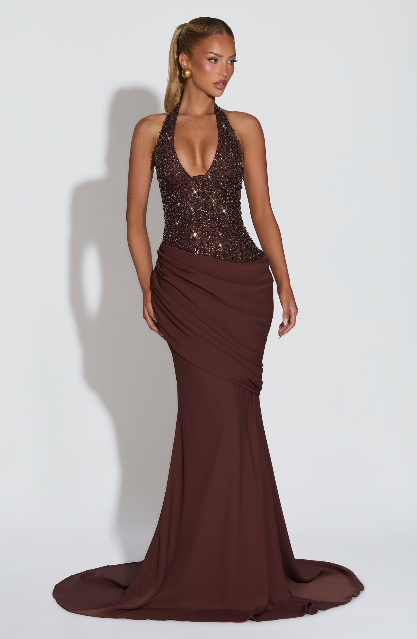 Taylor Maxi Elbise – Mürdüm Kahve