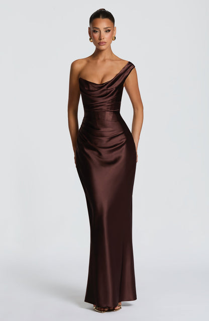 Thalassa Maxi Elbise – Mürdüm Kahve