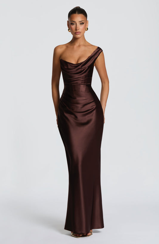 Thalassa Maxi Elbise – Mürdüm Kahve