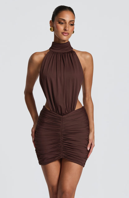Thekla Mini Dress - Kahverengi