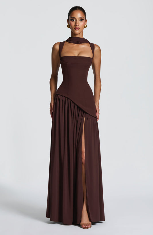 Tullulah Maxi Elbise – Mürdüm Kahve